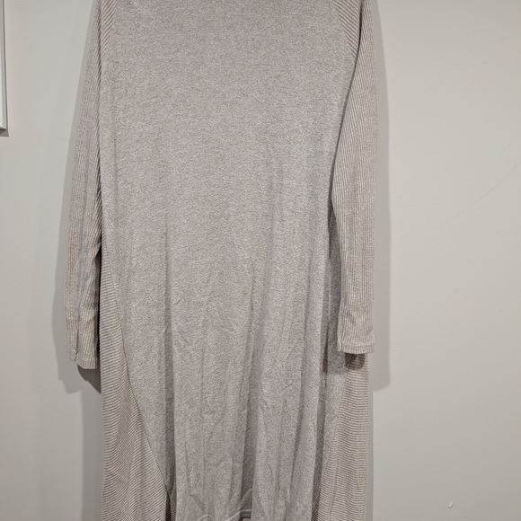 Long Beige Open Front Cardigan - Picture 3 of 4